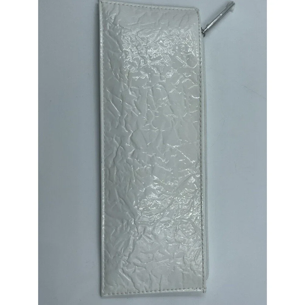 MAC Cosmetics White Faux Leather Makeup Pouch * 13 x 3.5